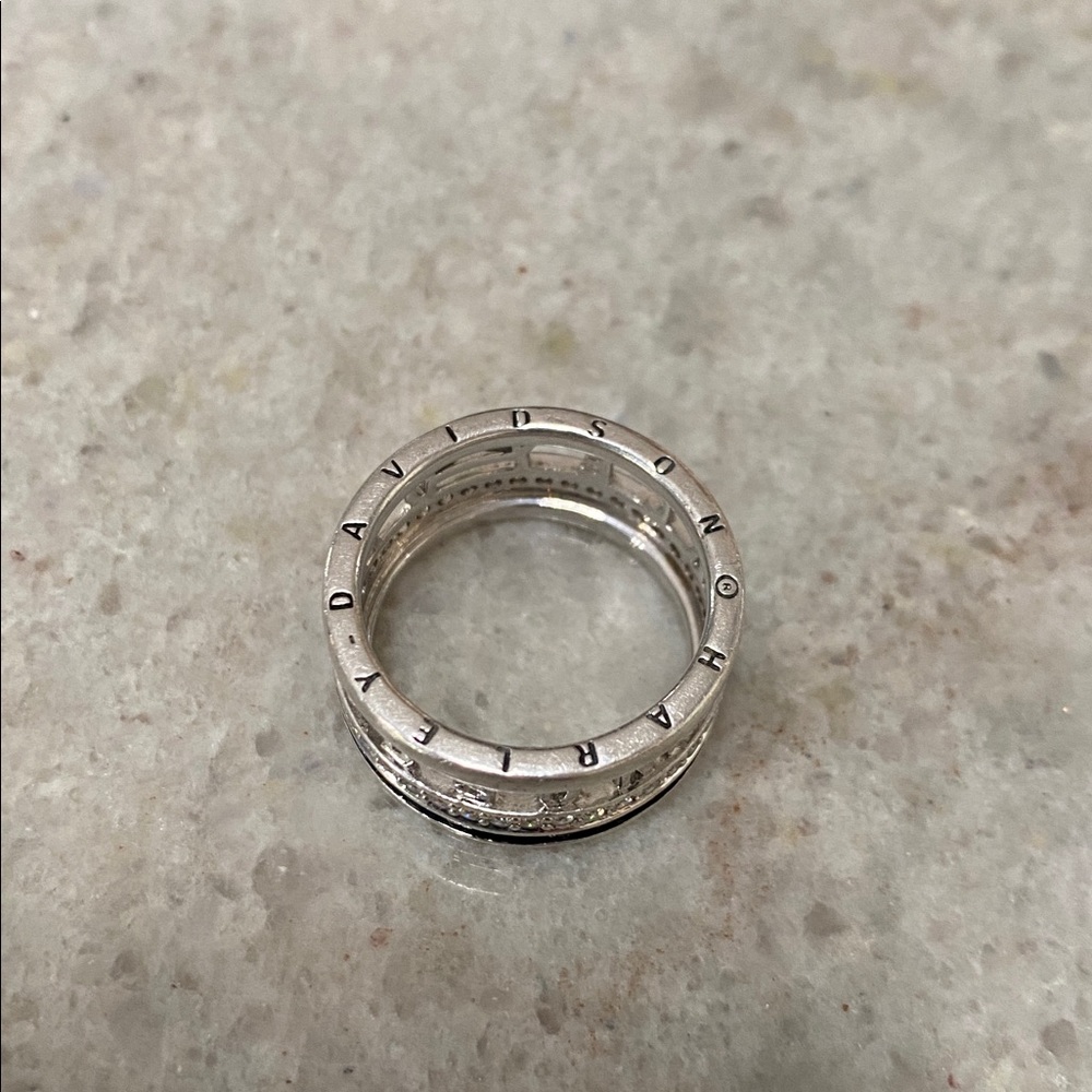 Harley-Davidson 925 Silver Women's Revolve Signature Crystal Band Ring Silver